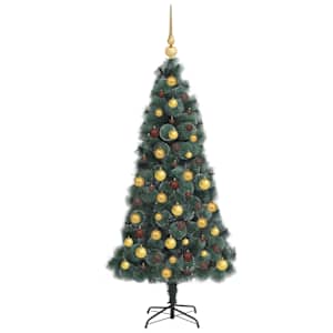 Umělý předsvícený vánoční stromek s sadou koulí Zelená 120 cm - obrázek 4