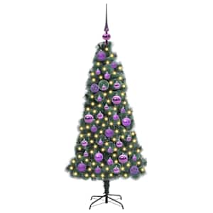 Umělý osvětlený vánoční stromeček s sadou koulí Zelená 120 cm - obrázek 3