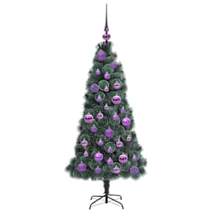 Umělý osvětlený vánoční stromeček s sadou koulí Zelená 120 cm - obrázek 4