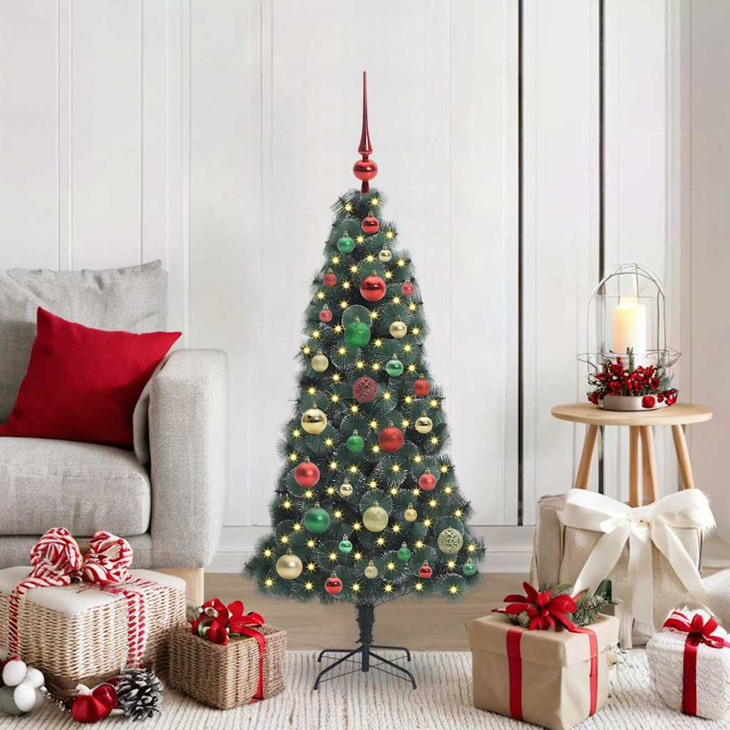 vidaXL Brad de Crăciun artificial, pre-luminat, cu set de mingi 120 cm