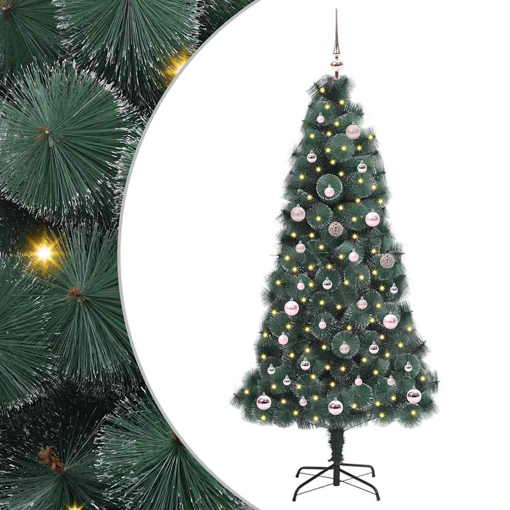 vidaXL Brad de Crăciun artificial iluminat cu set de bile Verde 150 cm