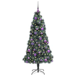 Umělý osvětlený vánoční stromeček s sadou koulí Zelená 150 cm - obrázek 3