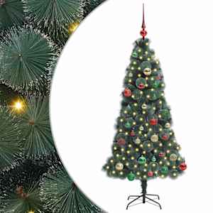Umělý vánoční stromek s osvětlením a soupravou koulí 150 cm PET - obrázek 2
