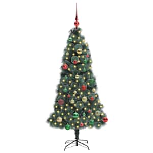 Umělý vánoční stromek s osvětlením a soupravou koulí 150 cm PET - obrázek 3