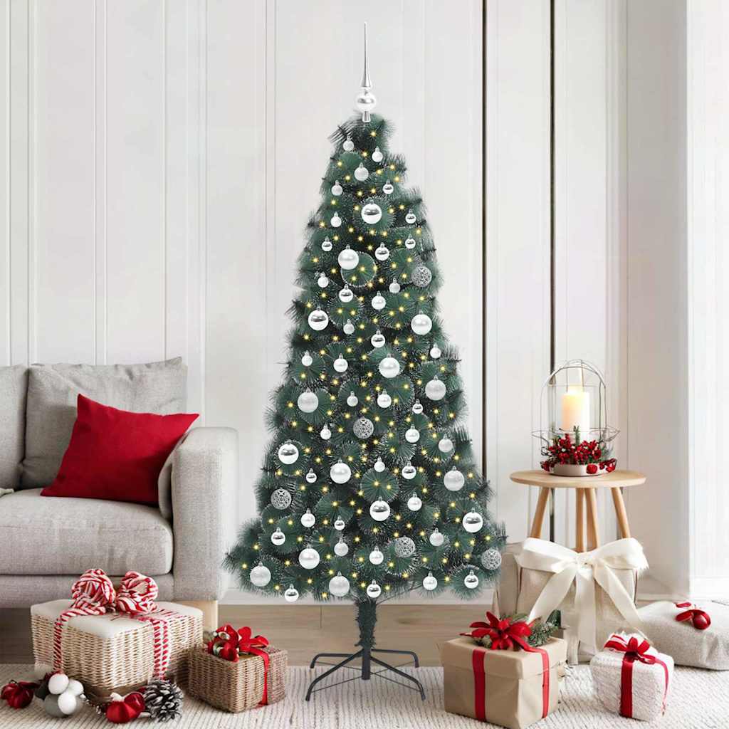 vidaXL Pom de Crăciun artificial pre-luminat cu set de globuri 180 cm