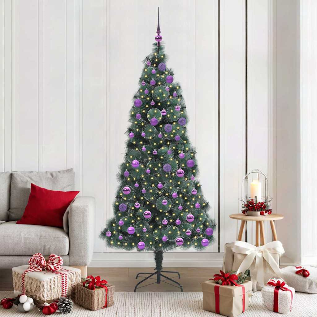 vidaXL Pom de Crăciun artificial pre-luminat cu set de bile 180 cm