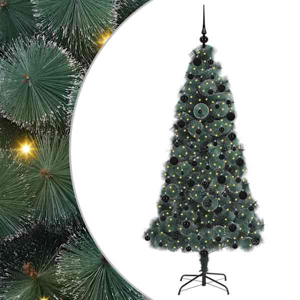 vidaXL Tehislume&uuml;llas j&otilde;ulupuu pallidega komplekt Roheline 210 cm PET