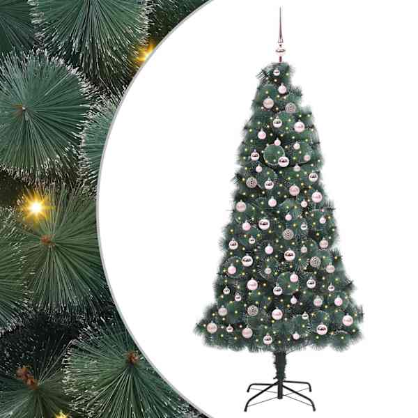 vidaXL Tehislik eeltuled Christmasi puu pallikomplektiga Roheline PET