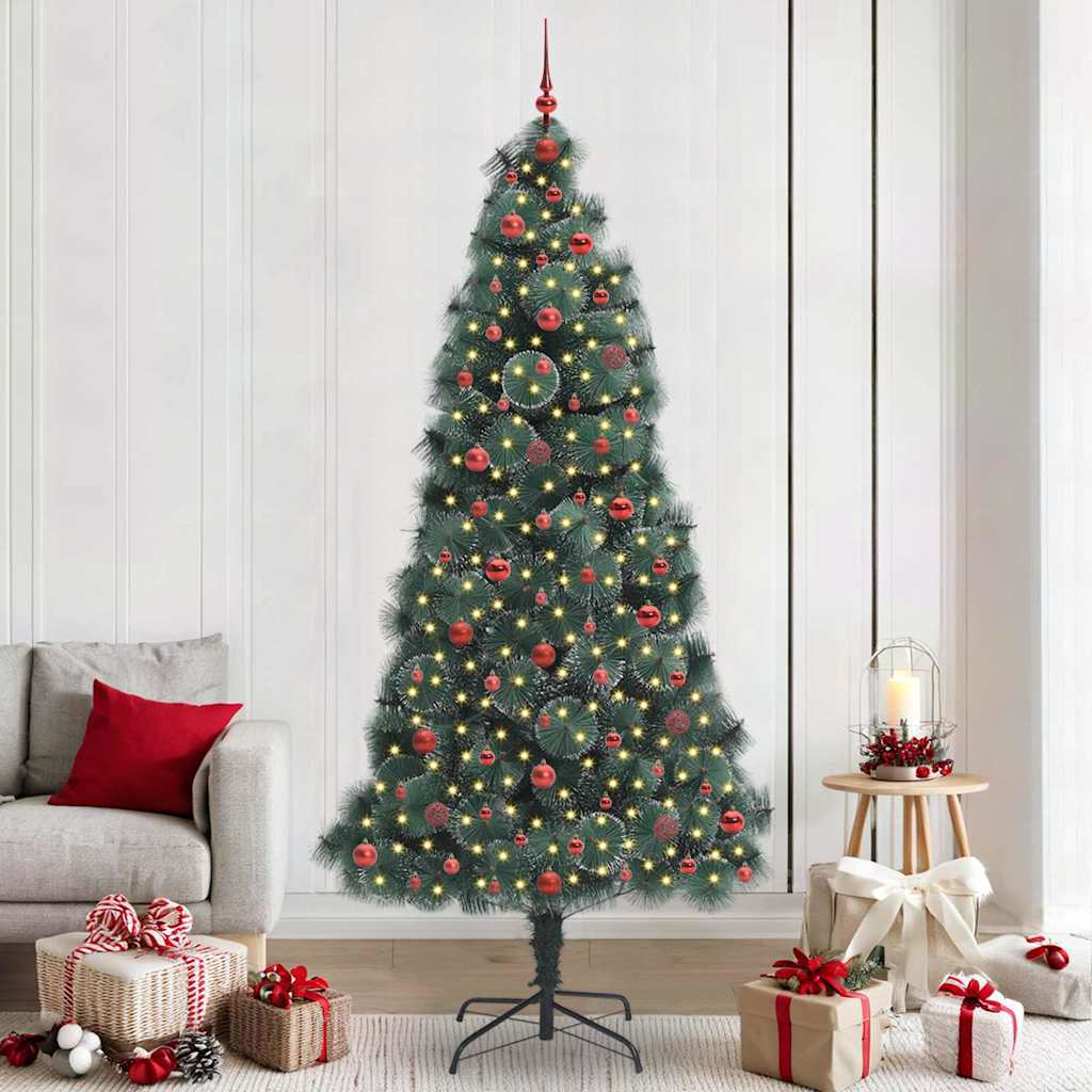 vidaXL Brad artificial pre-luminat de Crăciun cu set de globuri 240 cm