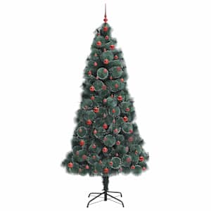 Umělý vánoční stromek s osvětlením a sadou koulí Zelená 240 cm - obrázek 4