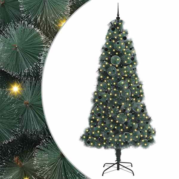 vidaXL Tehis pre-lit j&otilde;ulupuu pallide komplektiga Roheline 240 cm PET