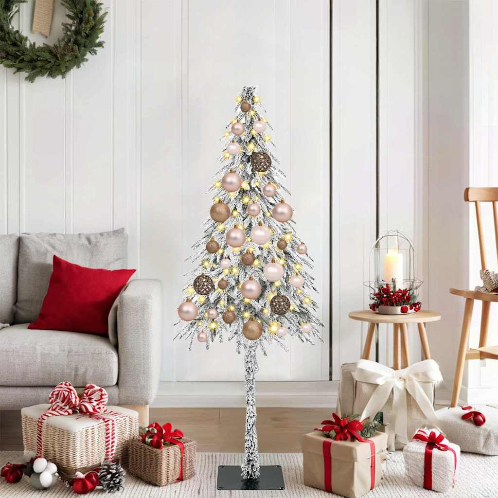 Sapin de Noël avec des lumières à LED Blanc 120 cm PE