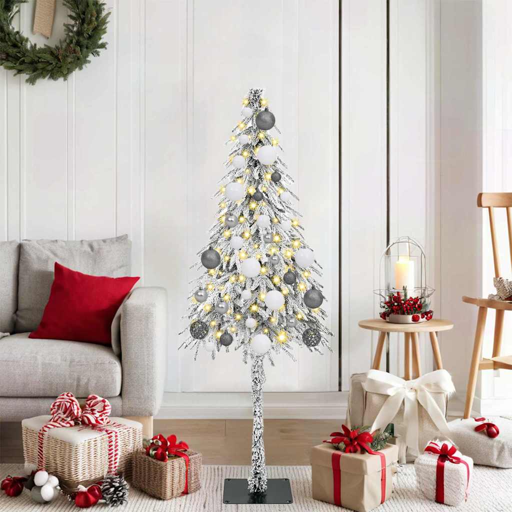 vidaXL Brad de Crăciun cu lumini decorative cu coarde Alb 120 cm PE