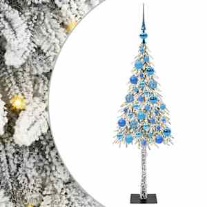vidaXL J&otilde;ulupuu koos 150 LED-iga koos alusega Valge 120 cm PE ja teras