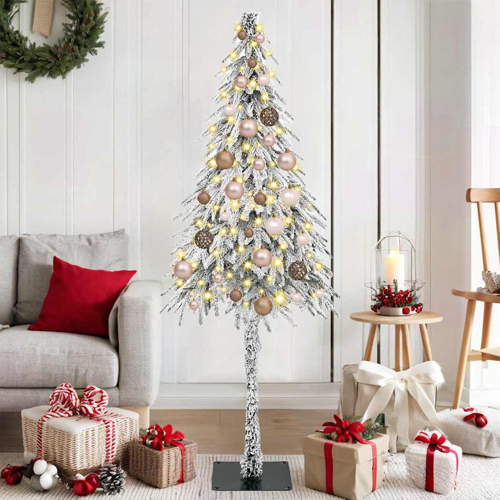 Sapin de Noël avec des lumières à LED Blanc 150 cm PE