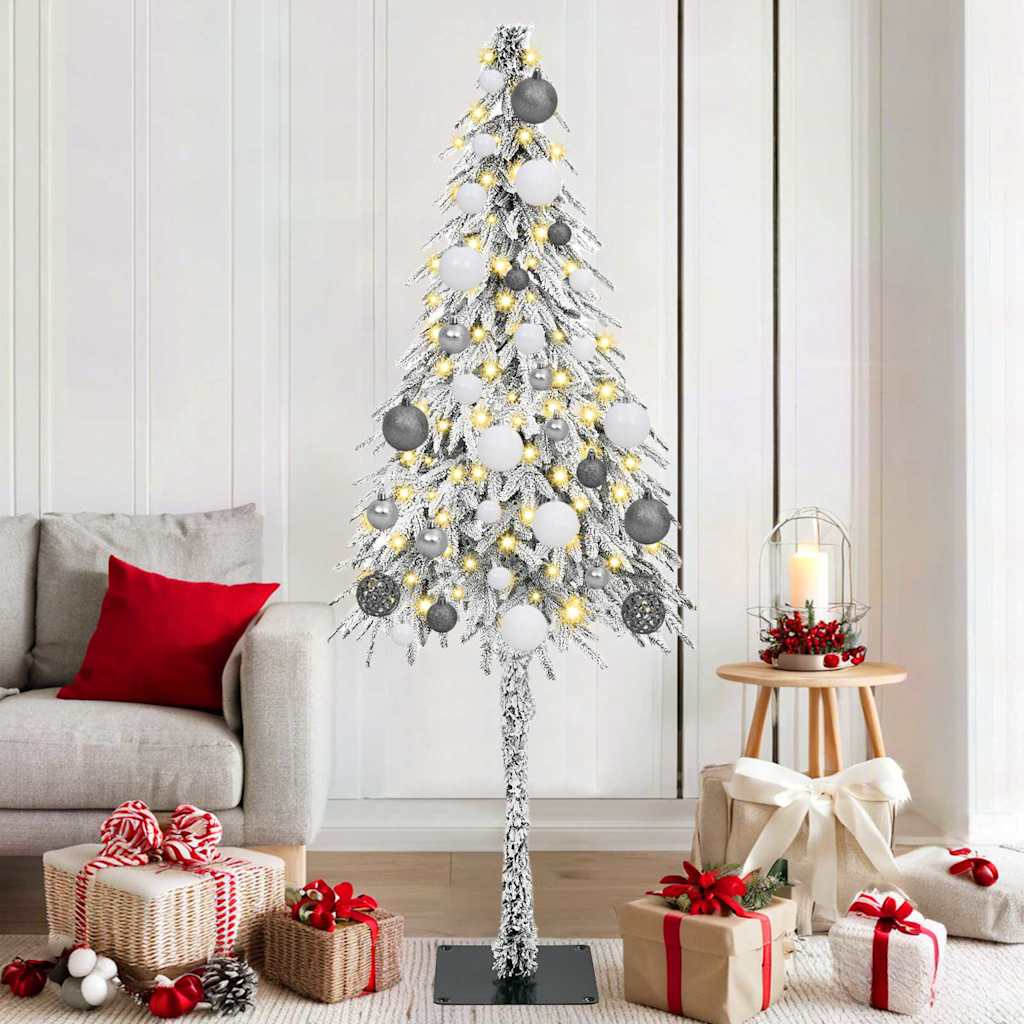 Sapin de Noël avec des lumières à LED Blanc 180 cm PE
