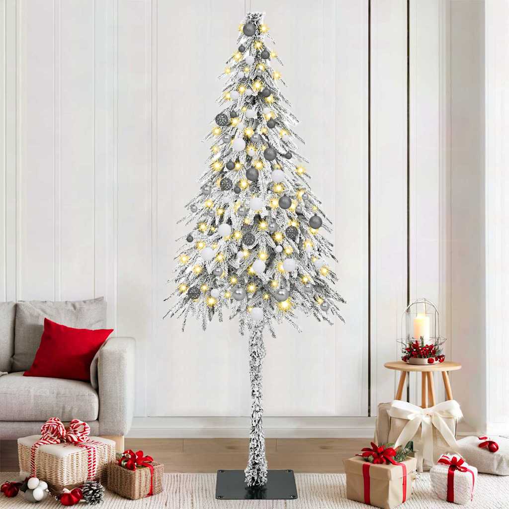 vidaXL Brad de Crăciun cu lumini cu bandă LED Alb 210 cm PE