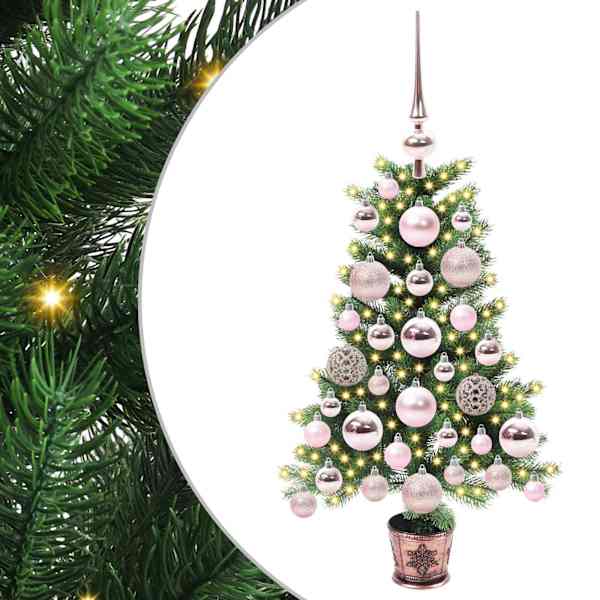 vidaXL J&otilde;ulupuu koos 150 LED-iga koos alusega Roheline 65 cm PE