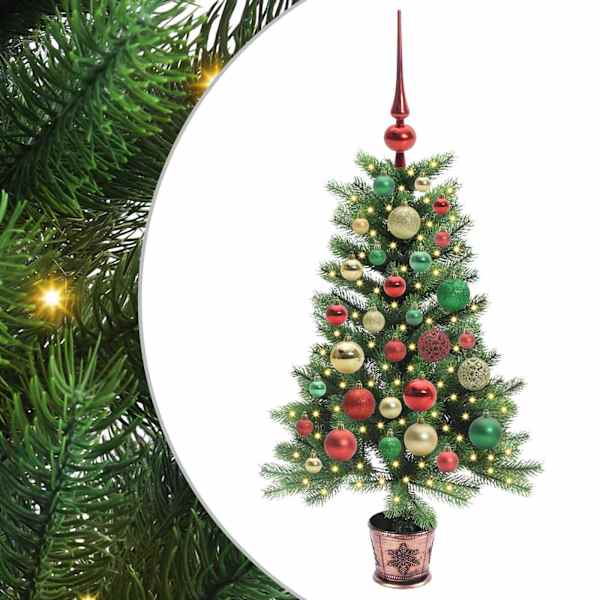 vidaXL J&otilde;ulupuu koos 150 LED-iga koos alusega Roheline 90 cm PE