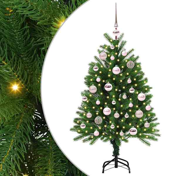 vidaXL J&otilde;ulupuu koos 150 LED-iga koos alusega Roheline 120 cm PE