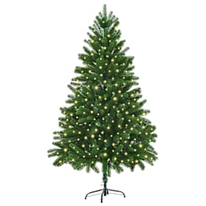 vidaXL J&otilde;ulupuu koos 300 LED-iga koos alusega Roheline 180 cm PE