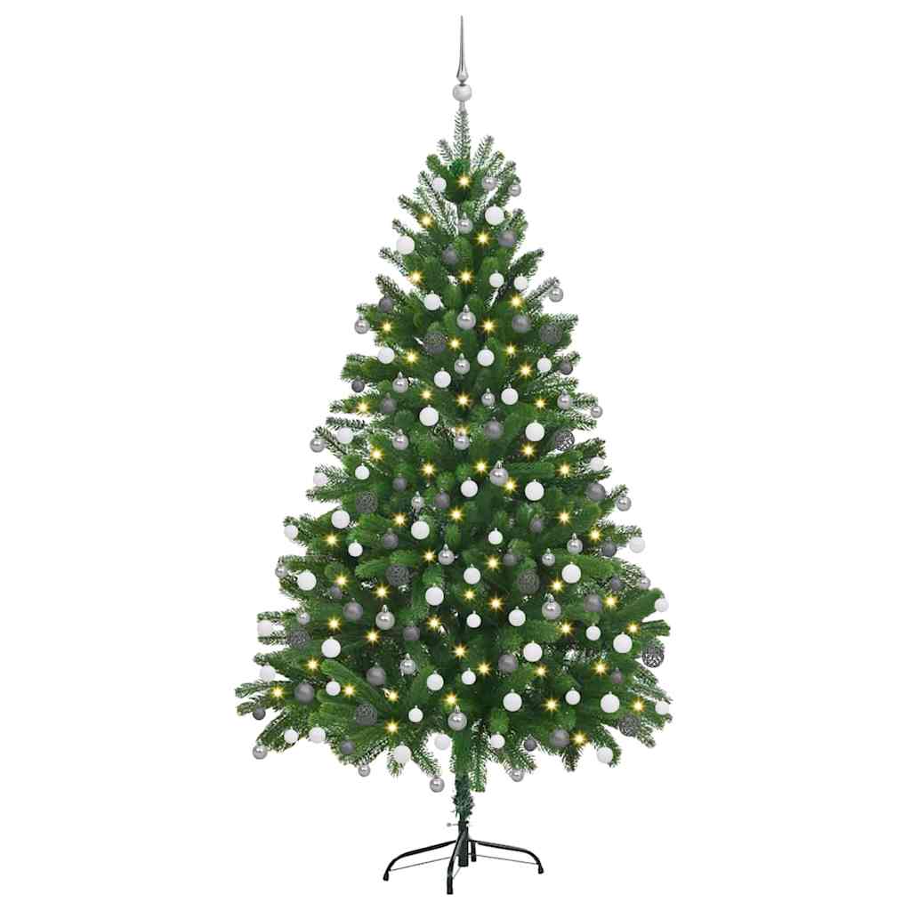 Sapin de Noël artificiel avec des lumières à LED Vert 180 cm PE