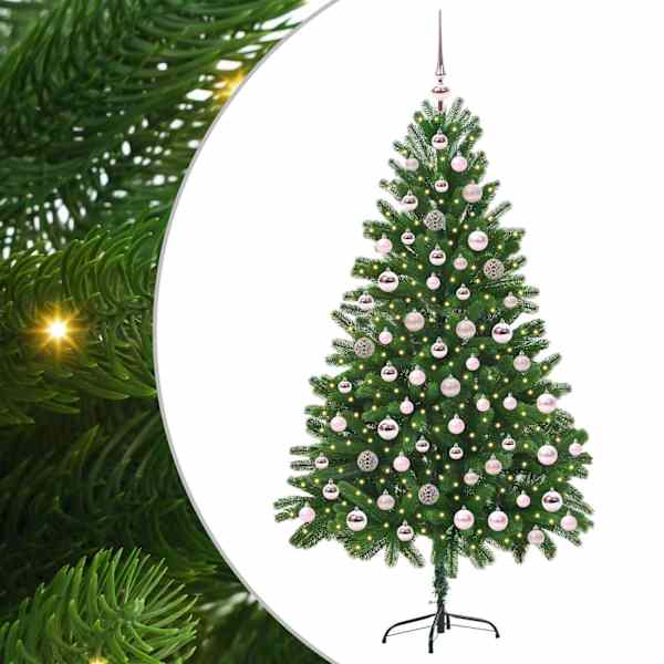 vidaXL J&otilde;ulupuu koos 300 LED-iga koos alusega Roheline 180 cm PE