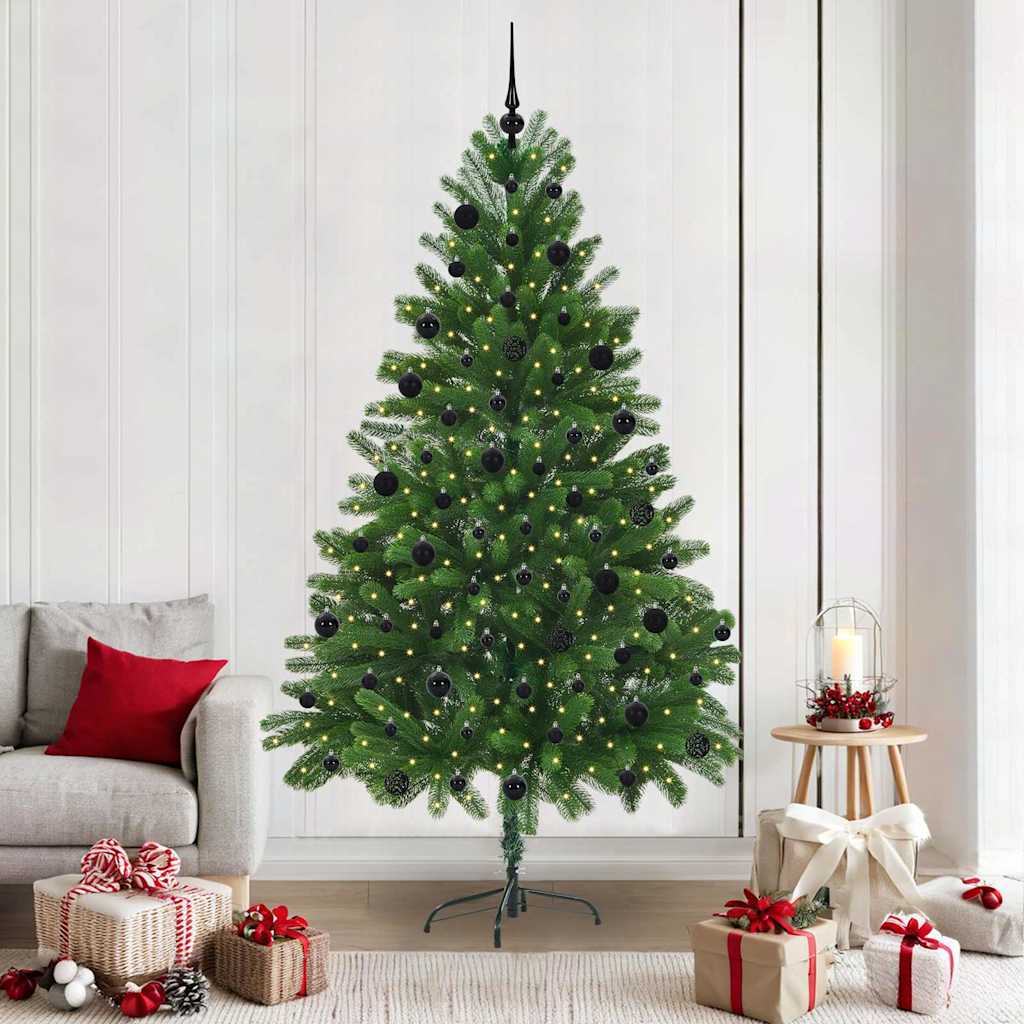 Sapin de Noël avec 300 LED avec support Vert 210 cm PE