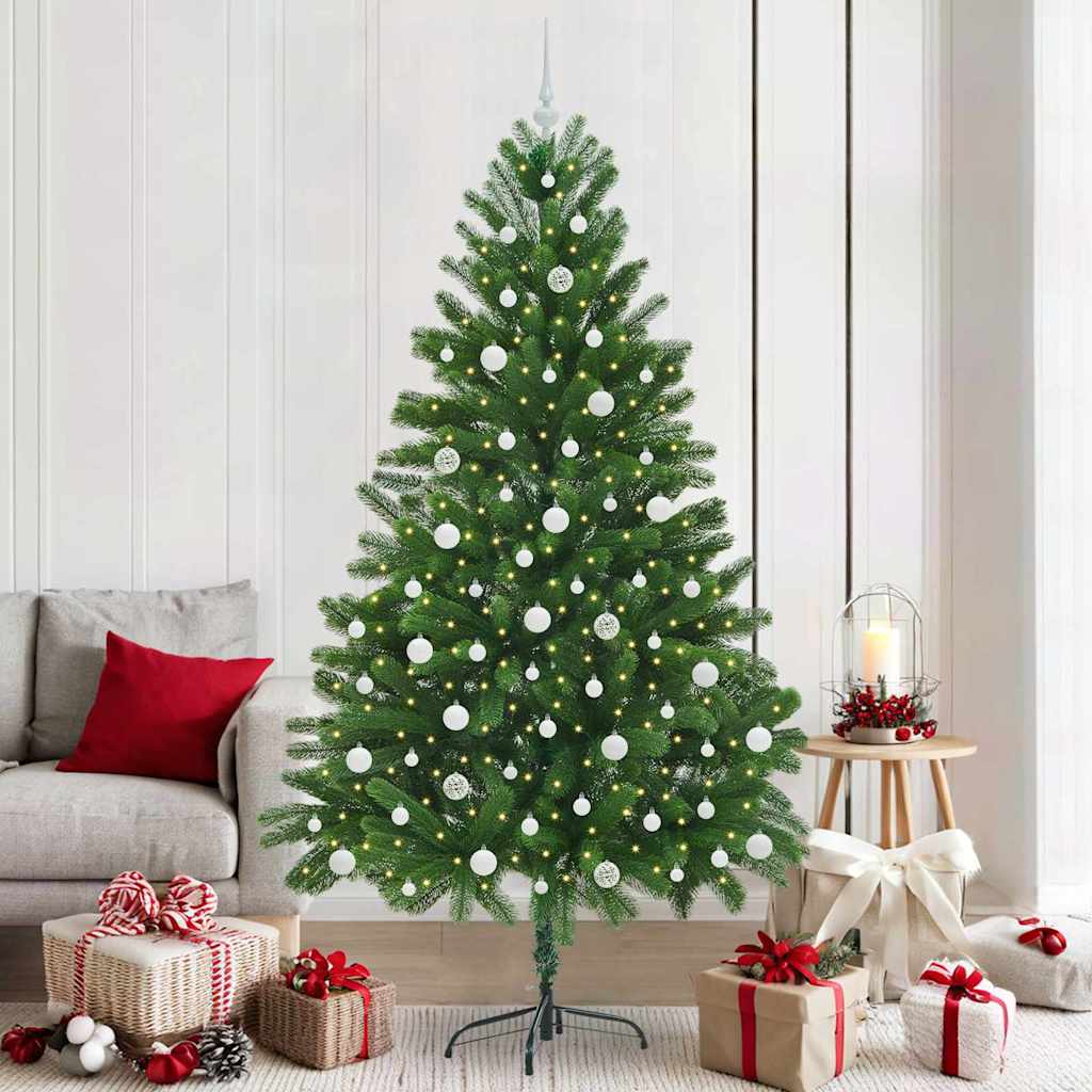Sapin de Noël avec 300 LED avec support Vert 210 cm PE