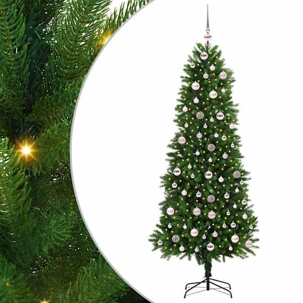 vidaXL J&otilde;ulupuu koos 300 LED-iga koos alusega Roheline 240 cm PE