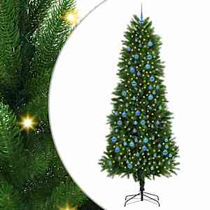 vidaXL J&otilde;ulupuu koos 300 LED-iga koos alusega Roheline 240 cm PE