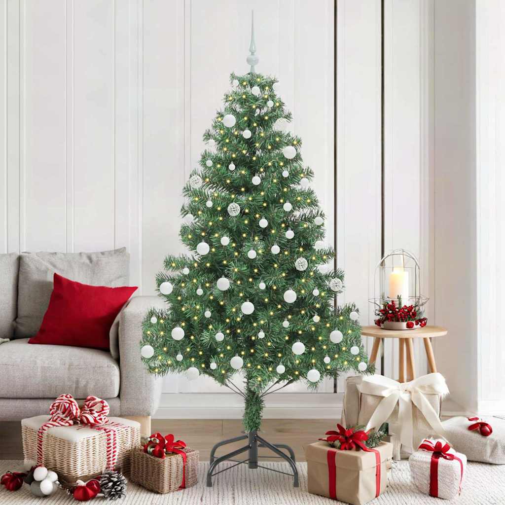Sapin de Noël avec 300 LED avec support Vert 180 cm PVC