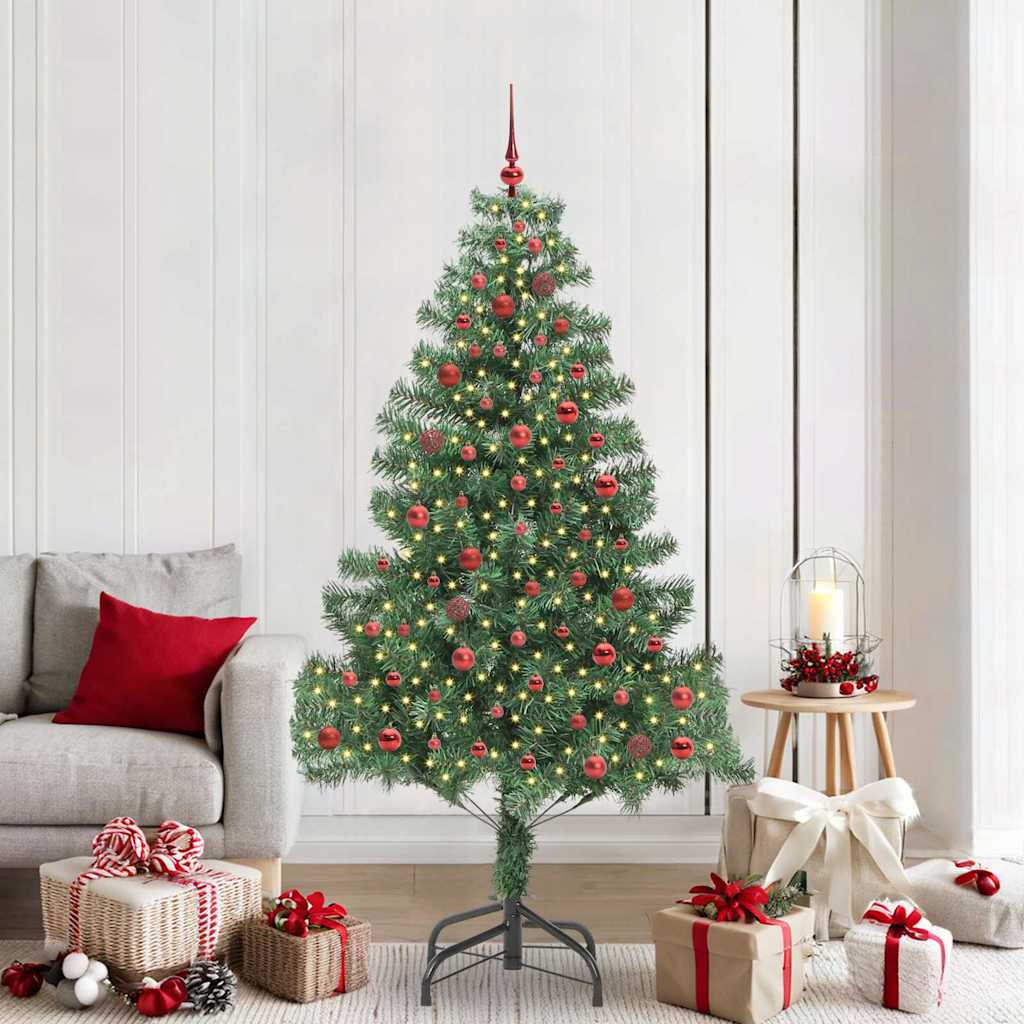 vidaXL Brad de Crăciun cu 300 LED cu suport Verde 210 cm PVC