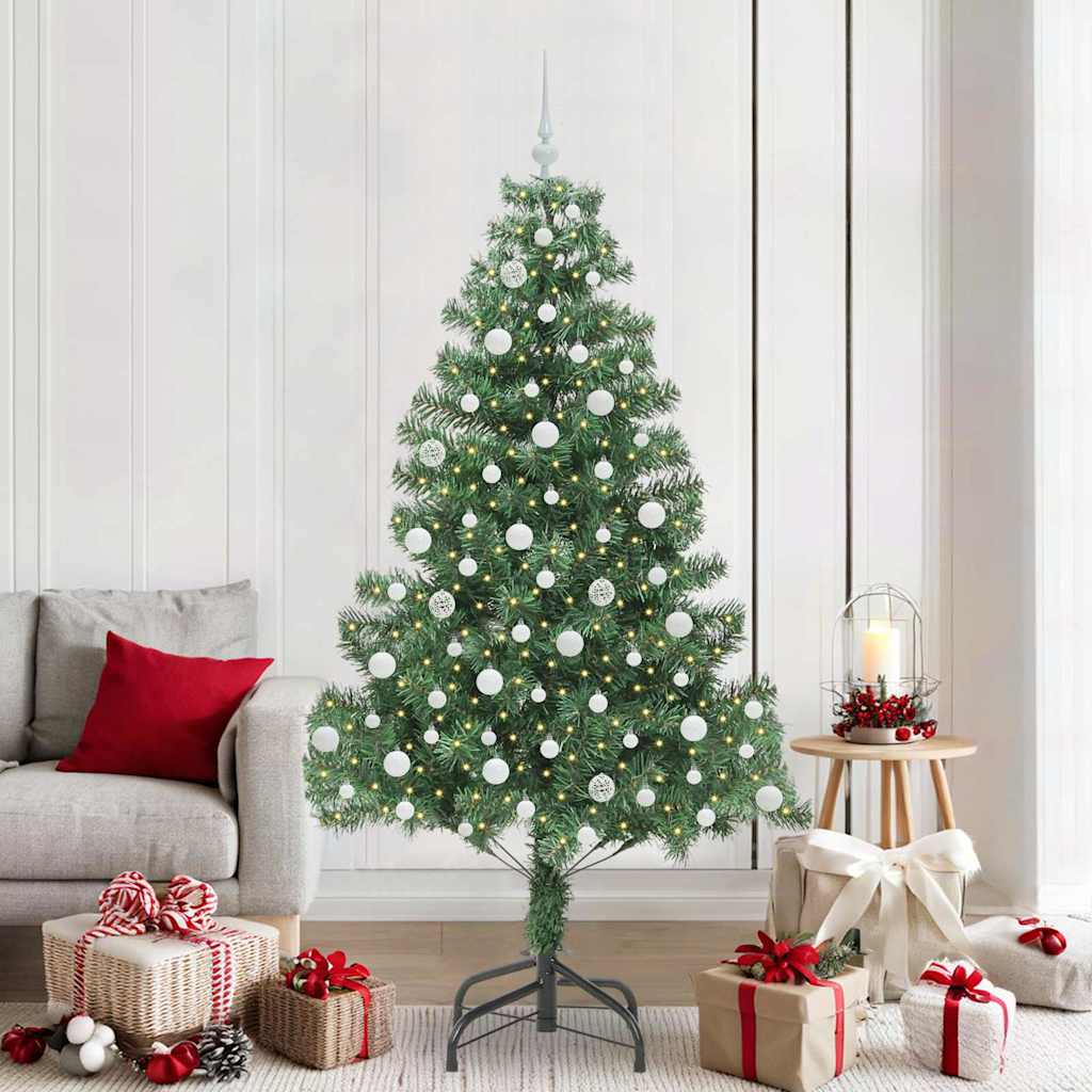 Sapin de Noël avec 300 LED avec support Vert 210 cm PVC