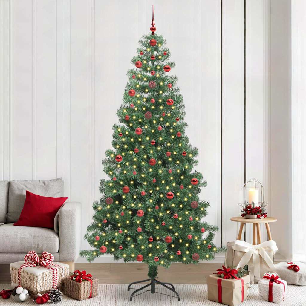 vidaXL Brad de Crăciun cu 300 LED cu suport Verde 240 cm PVC