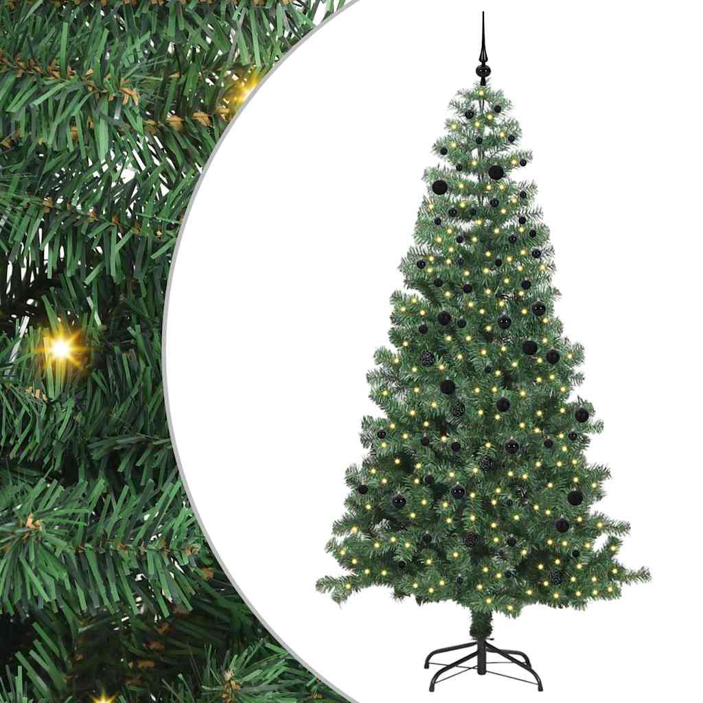 Sapin de Noël avec 300 LED avec support Vert 240 cm PVC