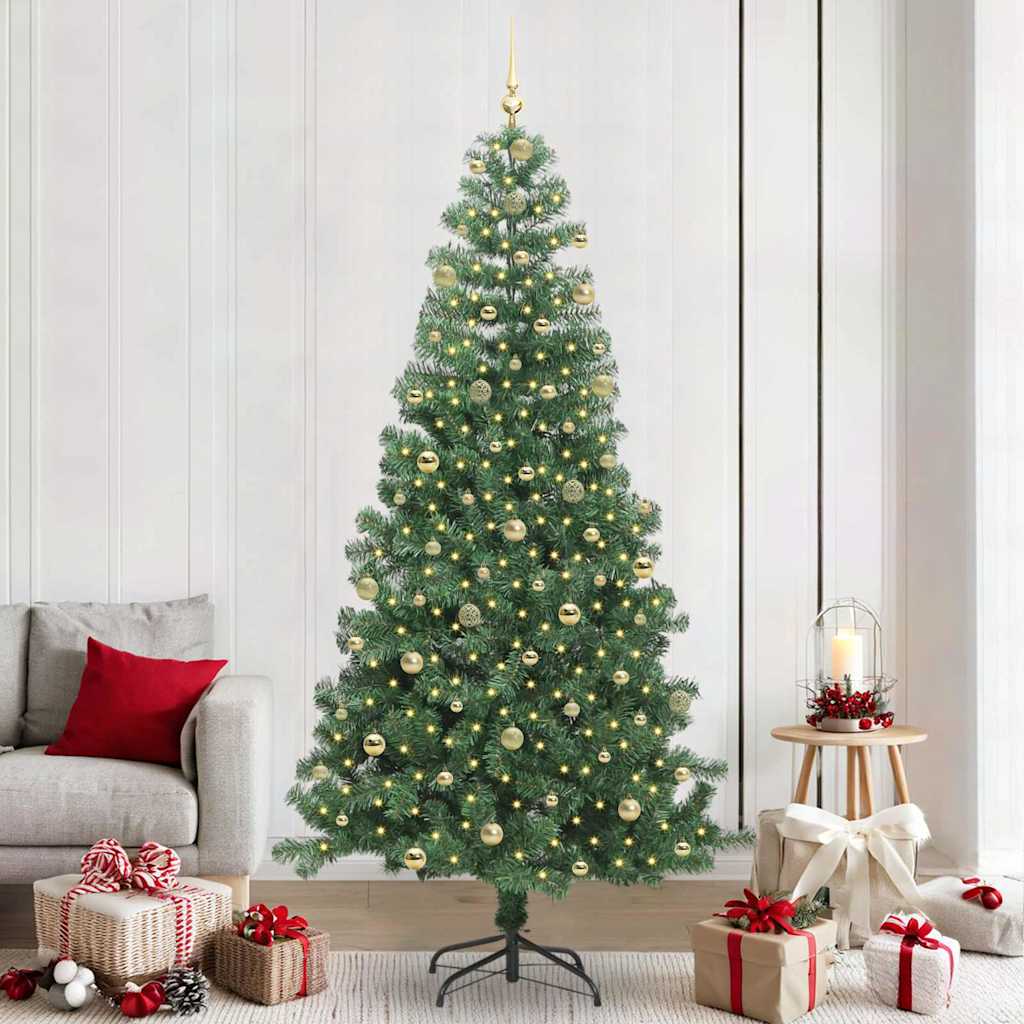 Sapin de Noël avec 300 LED avec support Vert 240 cm PVC