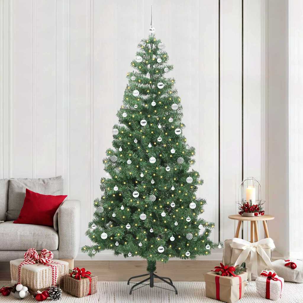 Sapin de Noël avec 300 LED avec support Vert 240 cm PVC