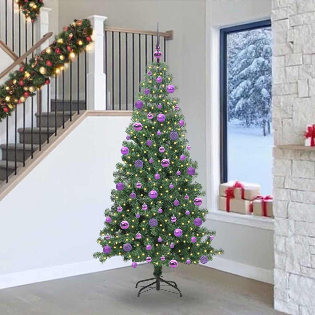 Sapin de Noël avec 300 LED avec support Vert 240 cm PVC