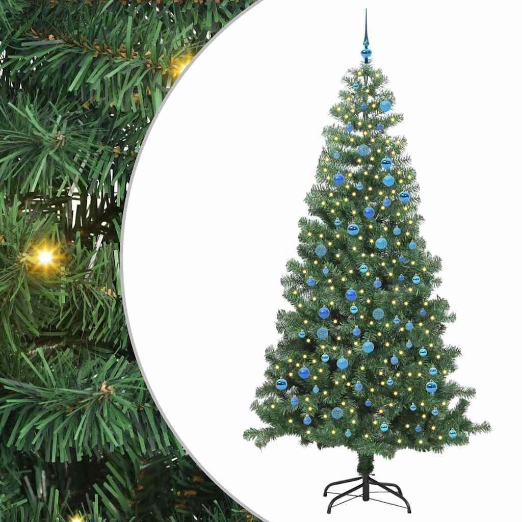 Sapin de Noël avec 300 LED avec support Vert 240 cm PVC