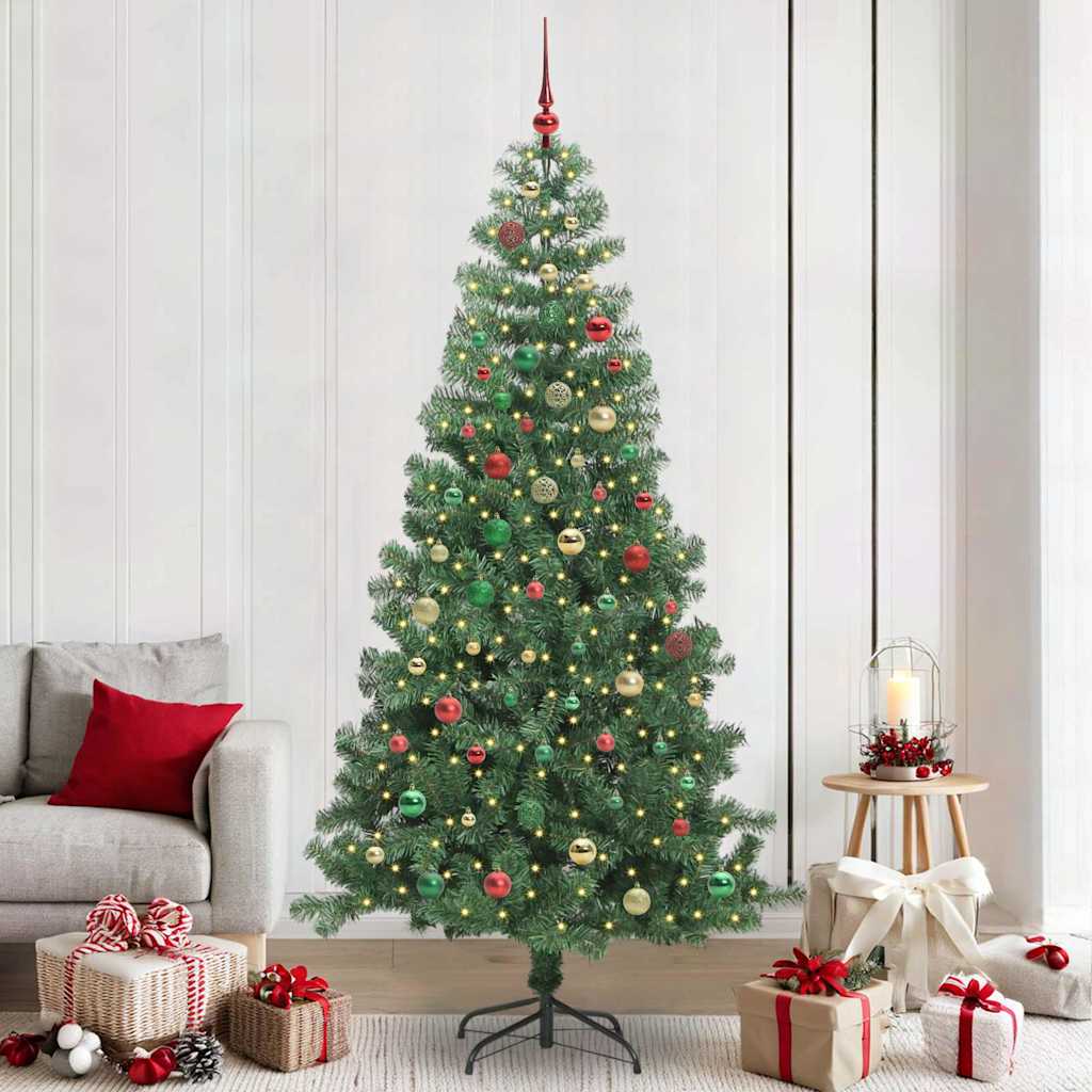 Sapin de Noël avec 300 LED avec support Vert 240 cm PVC