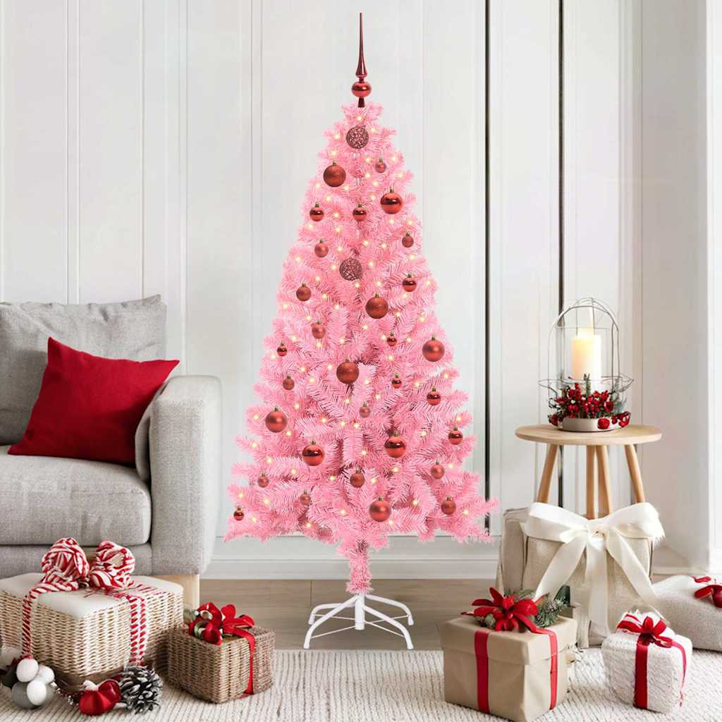 Sapin de Noël avec 150 LED avec support Rose 150 cm PVC