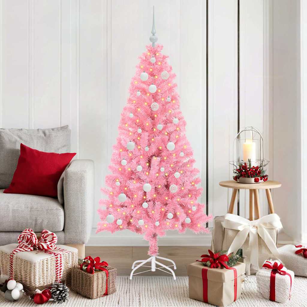 Sapin de Noël avec 150 LED avec support Rose 150 cm PVC