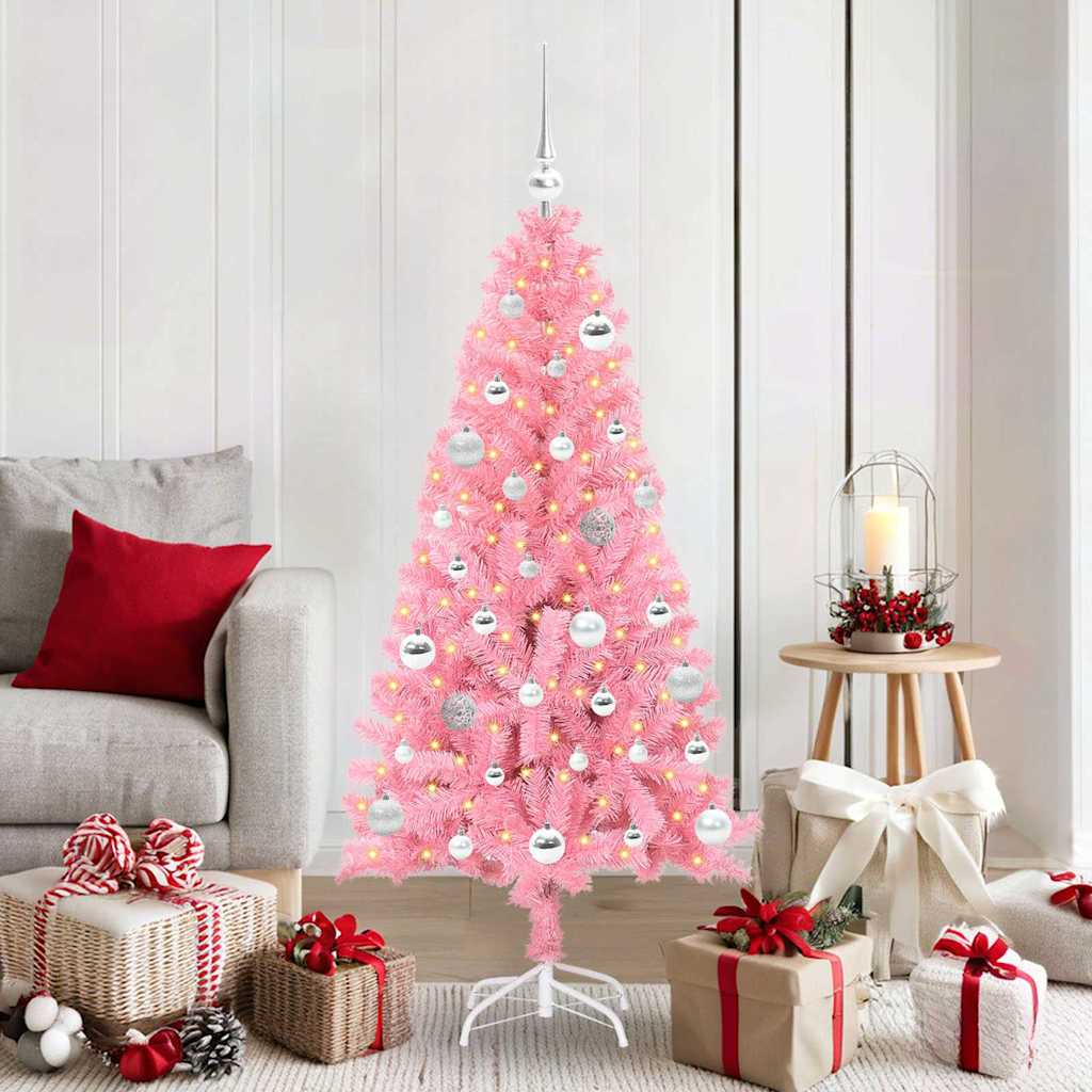 Sapin de Noël avec 150 LED avec support Rose 150 cm PVC