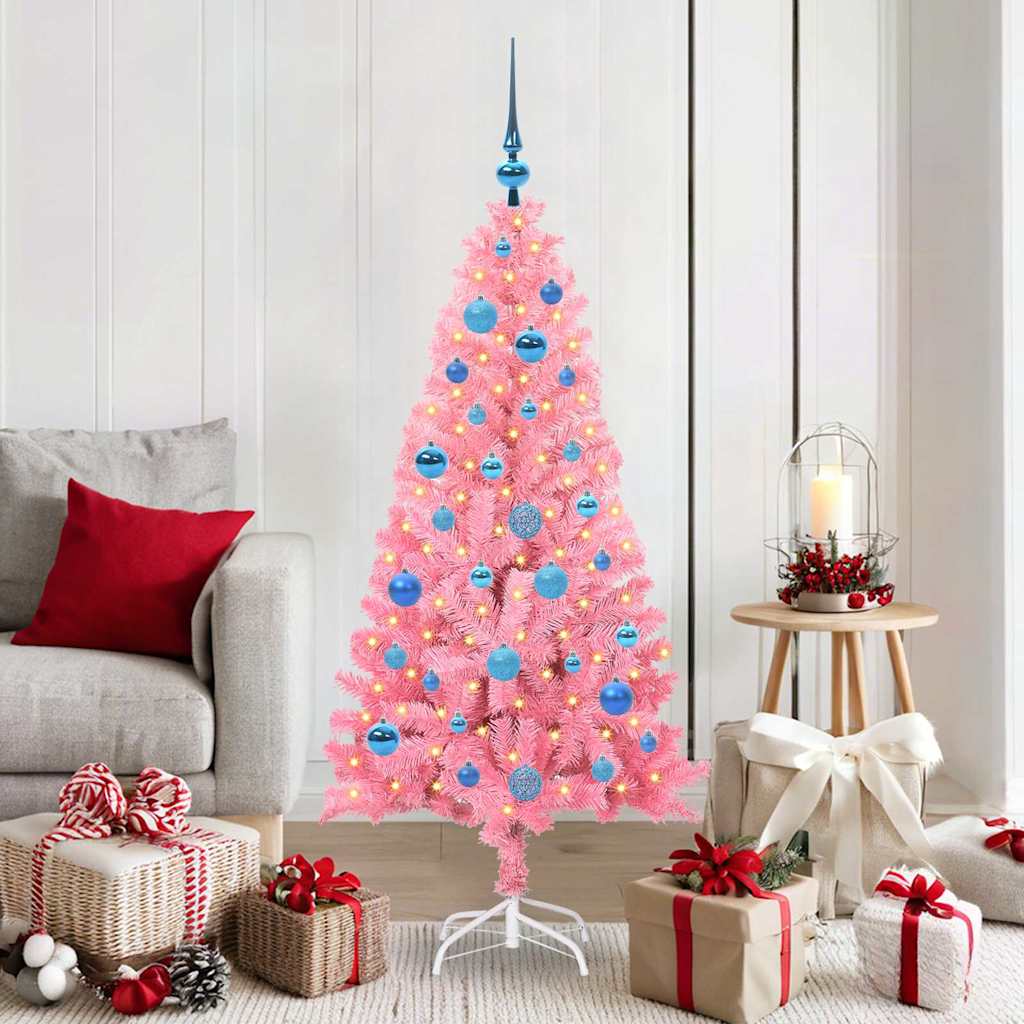 Sapin de Noël avec 150 LED avec support Rose 150 cm PVC