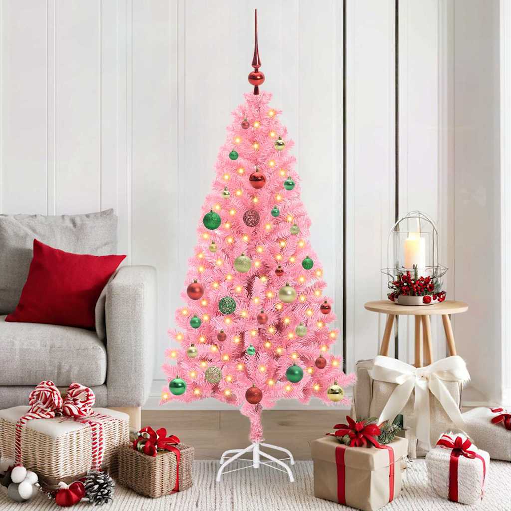 Sapin de Noël avec 150 LED avec support Rose 150 cm PVC