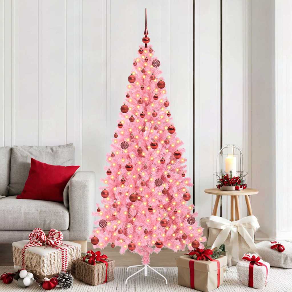 Sapin de Noël avec 300 LED avec support Rose 180 cm PVC
