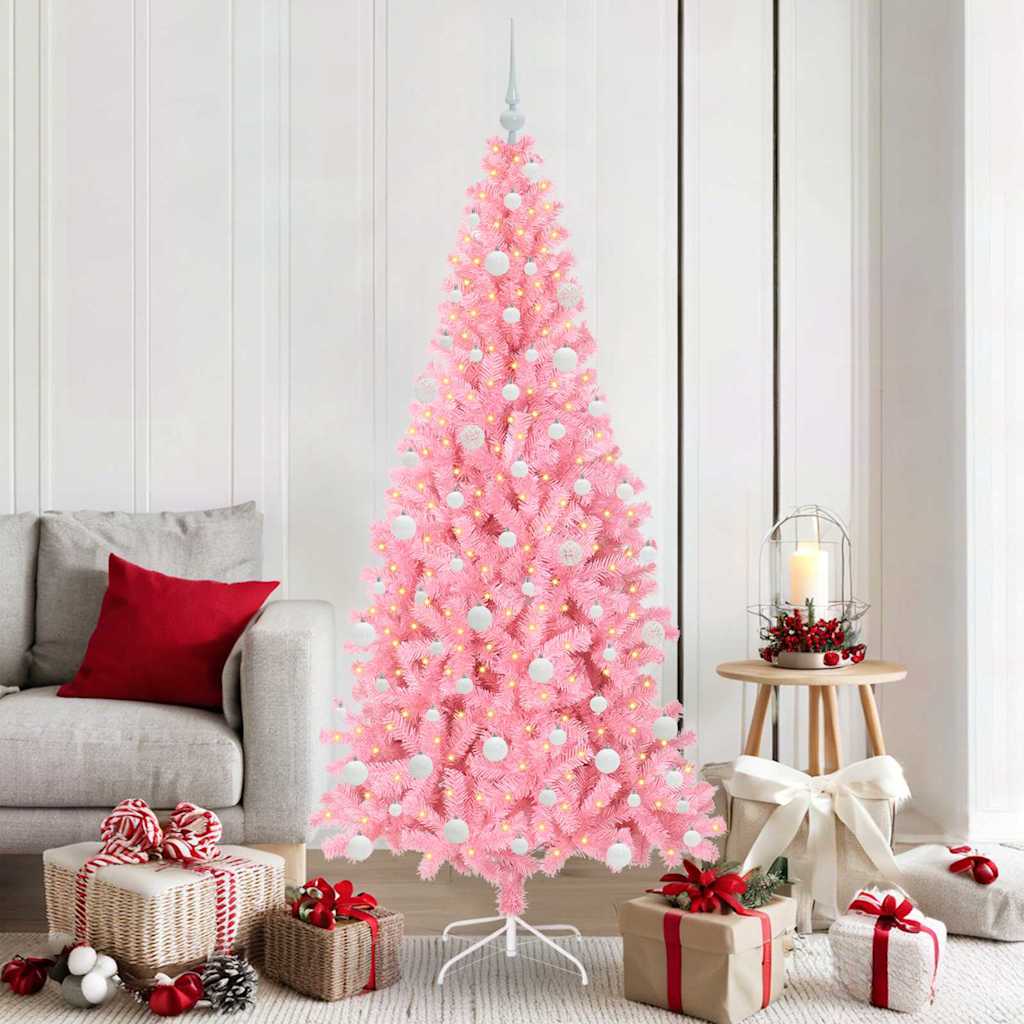 Sapin de Noël avec 300 LED avec support Rose 180 cm PVC