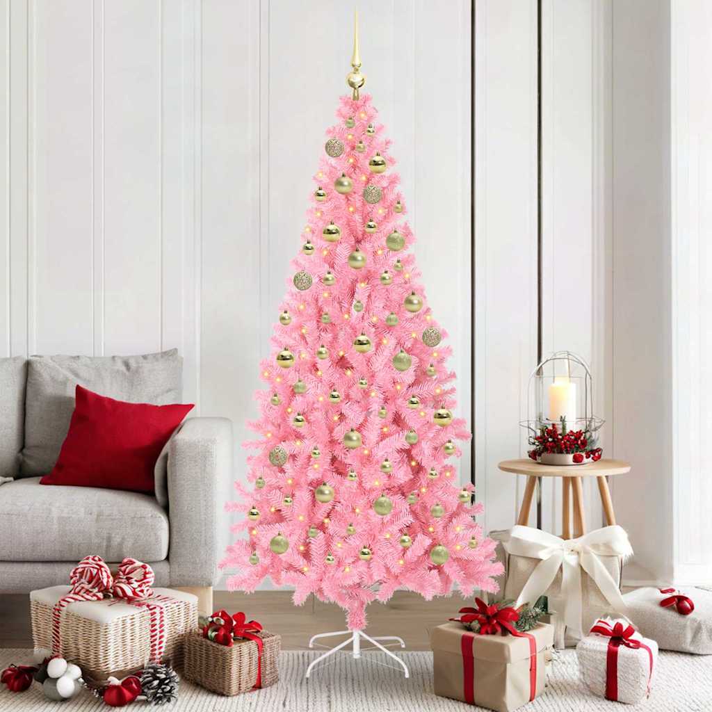 Sapin de Noël avec 300 LED avec support Rose 180 cm PVC