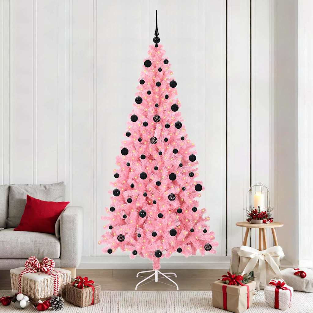 Sapin de Noël avec 300 LED avec support Rose 210 cm PVC